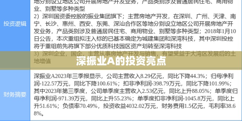 深振业A的投资亮点