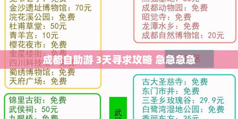成都自助游 3天寻求攻略 急急急急