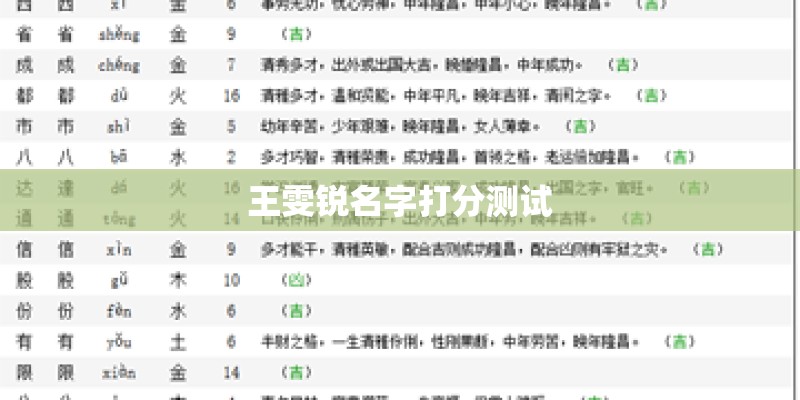 王雯锐名字打分测试