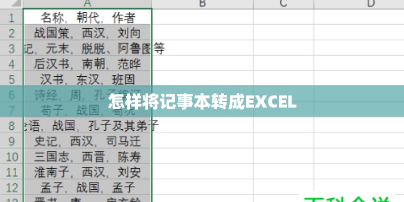 怎样将记事本转成EXCEL