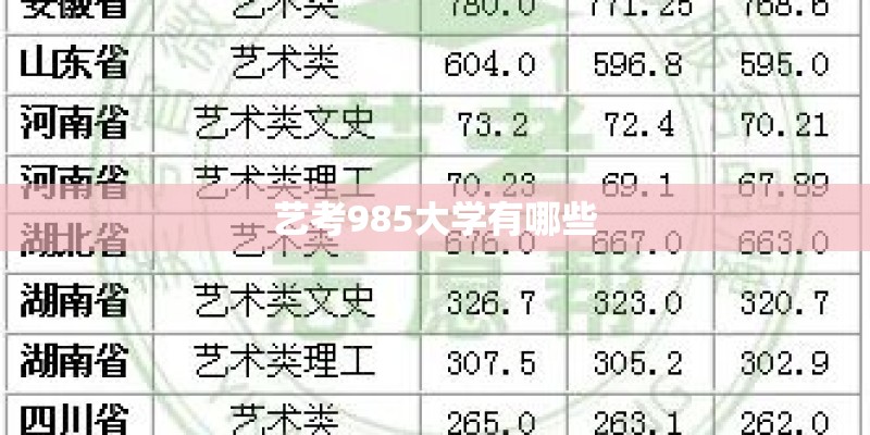 艺考985大学有哪些