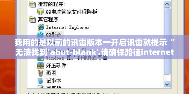 我用的是以前的讯雷版本一开启讯雷就提示“无法找到‘abut-blank'.请确保路径internet地址正确”