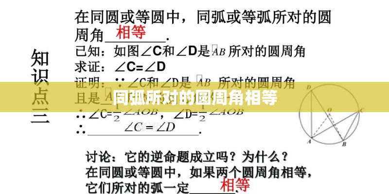 同弧所对的圆周角相等