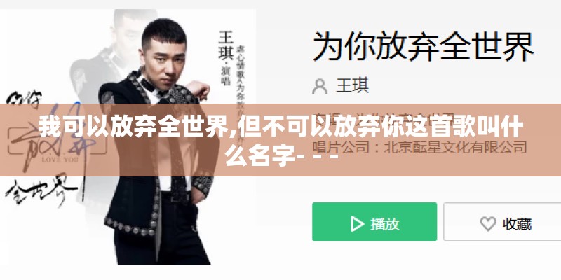 我可以放弃全世界,但不可以放弃你这首歌叫什么名字- - -