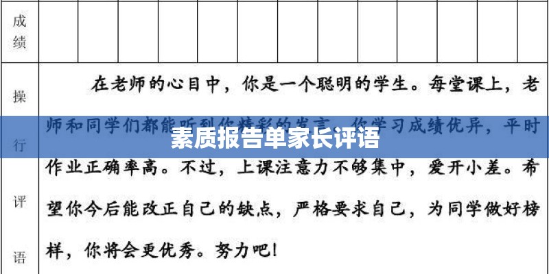 素质报告单家长评语