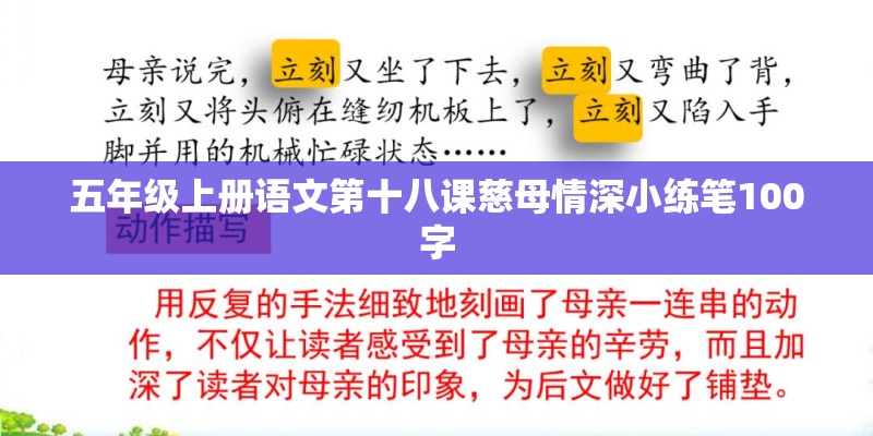 五年级上册语文第十八课慈母情深小练笔100字