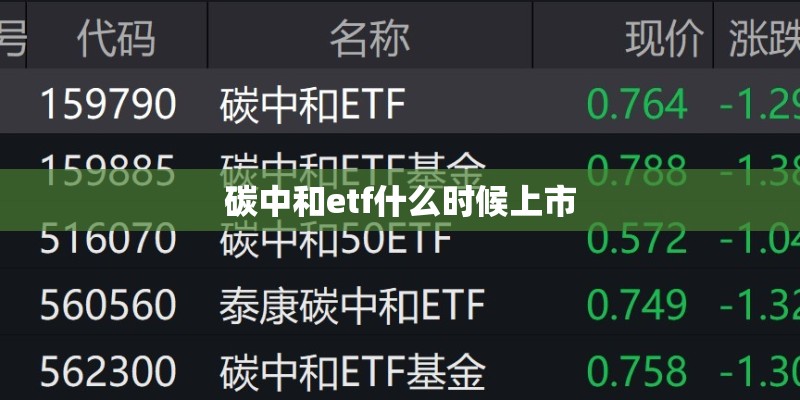 碳中和etf什么时候上市