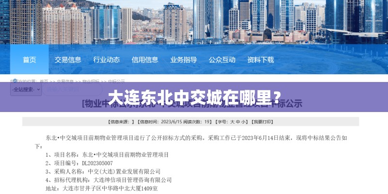 大连东北中交城在哪里？